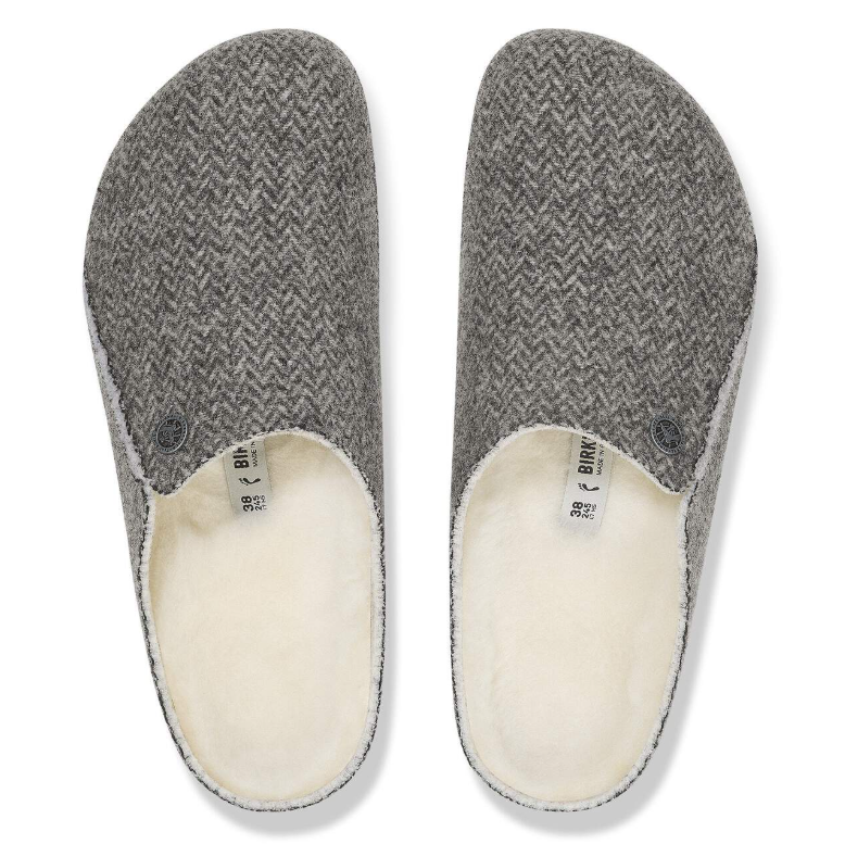 Birkenstock Zermatt Felt Shearling Herringbone Gray Narrow