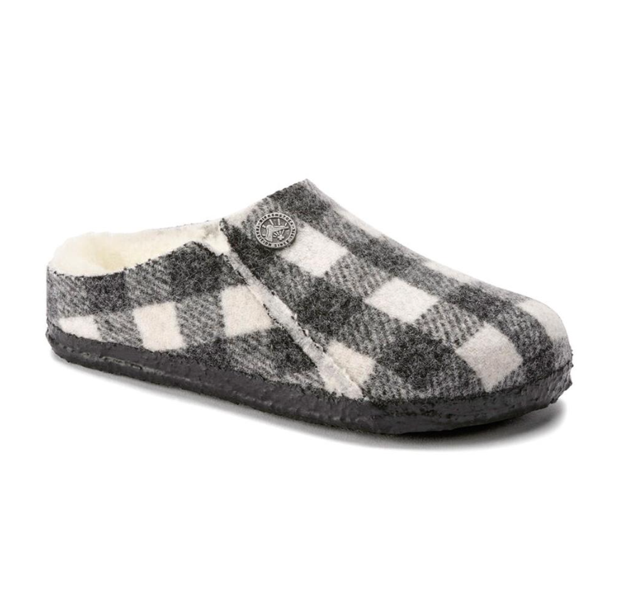 Birkenstock Zermatt Kids Shearling Plaid White Narrow