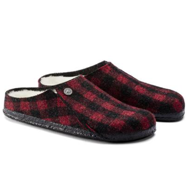 Birkenstock Zermatt Kids Shearling Plaid Red Narrow