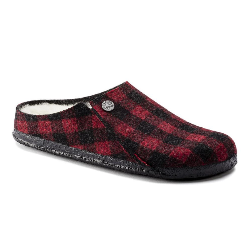 Birkenstock Zermatt Kids Shearling Plaid Red Narrow
