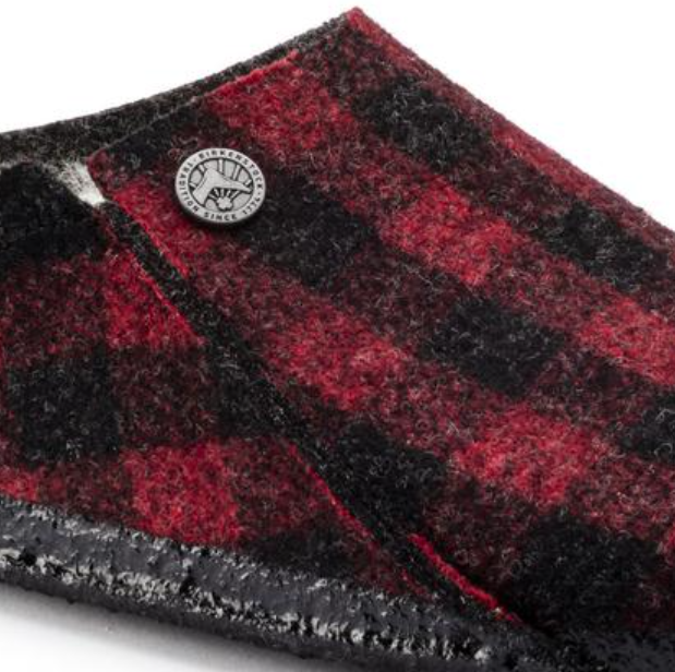 Birkenstock Zermatt Kids Shearling Plaid Red Narrow