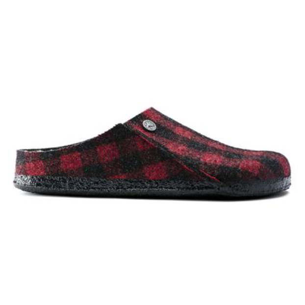 Birkenstock Zermatt Kids Shearling Plaid Red Narrow