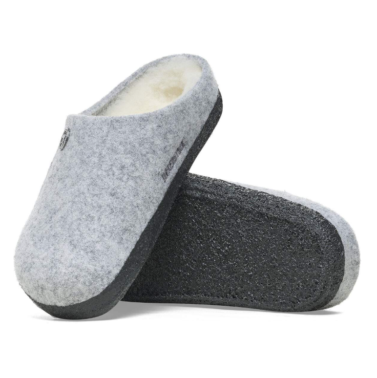 Birkenstock Zermatt Kids Shearling Felt Light Gray Narrow