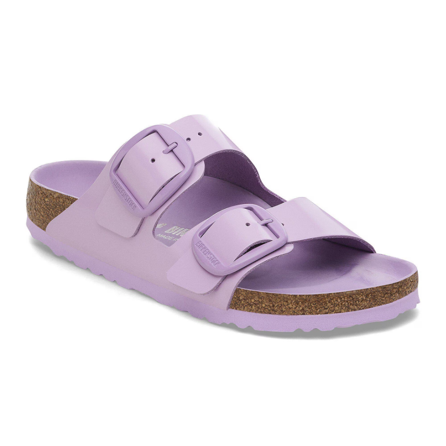 Birkenstock Arizona Big Buckle Patent Leather Sandals - High-Shine Crocus Tonal Buckle - Narrow