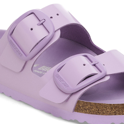 Birkenstock Arizona Big Buckle Patent Leather Sandals - High-Shine Crocus Tonal Buckle - Narrow