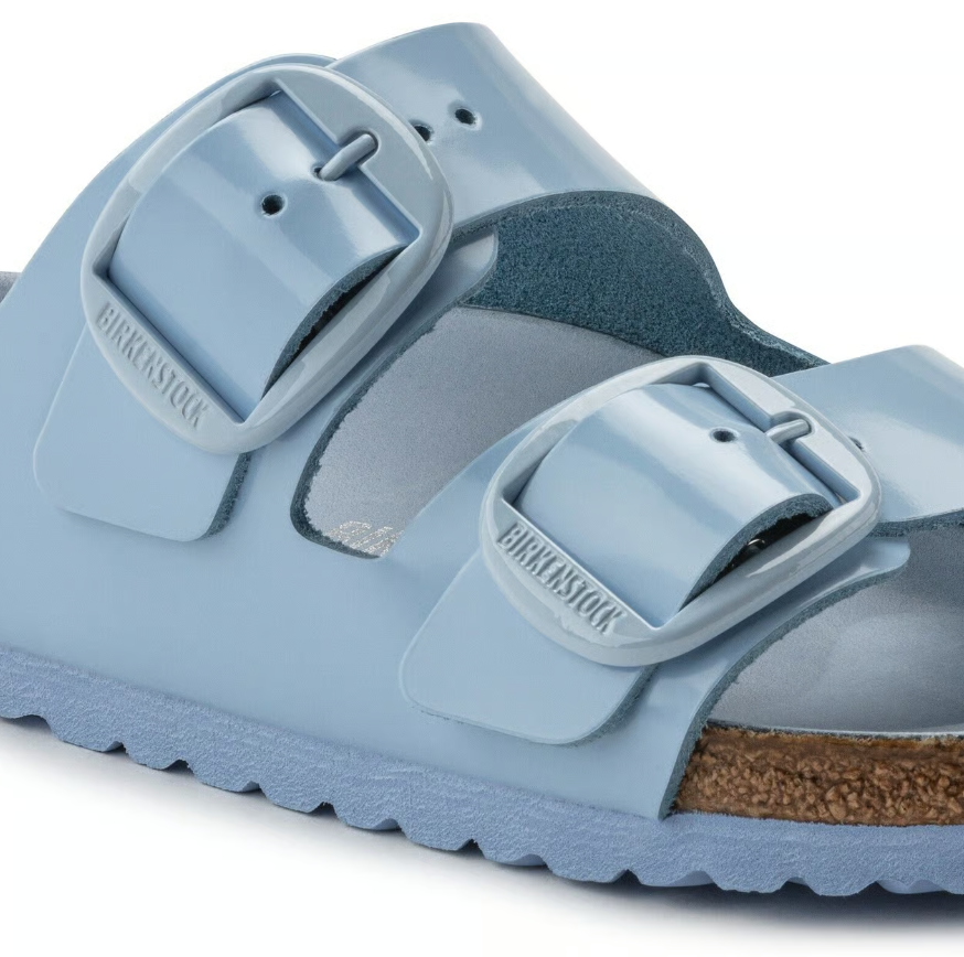 Birkenstock Arizona Big Buckle Patent Leather Sandals - Dusty Blue - Narrow