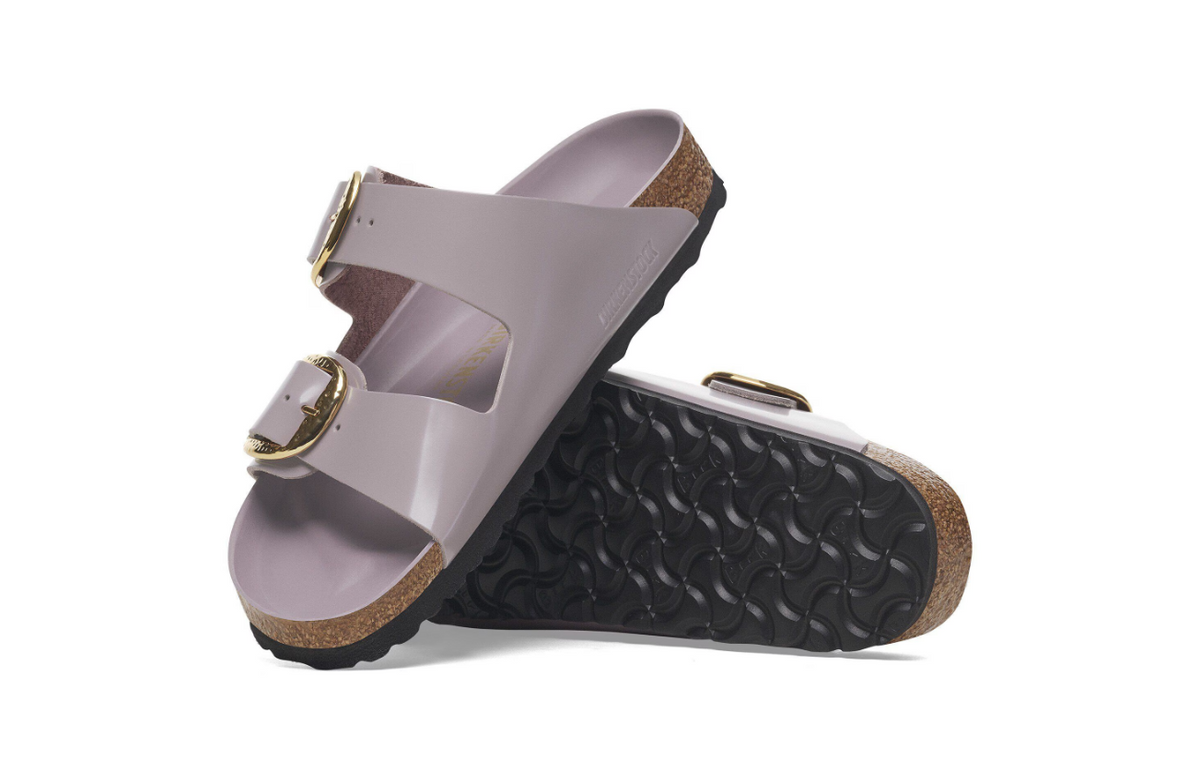 Birkenstock Arizona Hammered Big Buckle Patent Sandals - Faded Purple - Narrow
