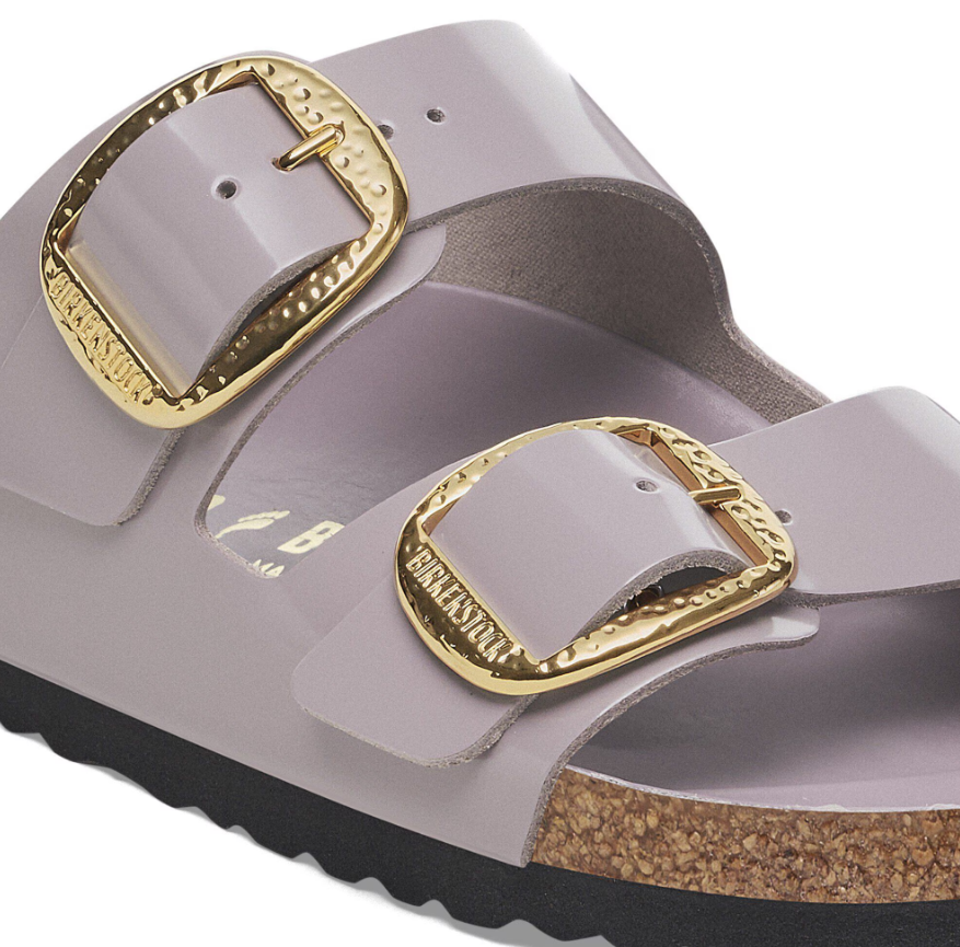 Birkenstock Arizona Hammered Big Buckle Patent Sandals - Faded Purple - Narrow