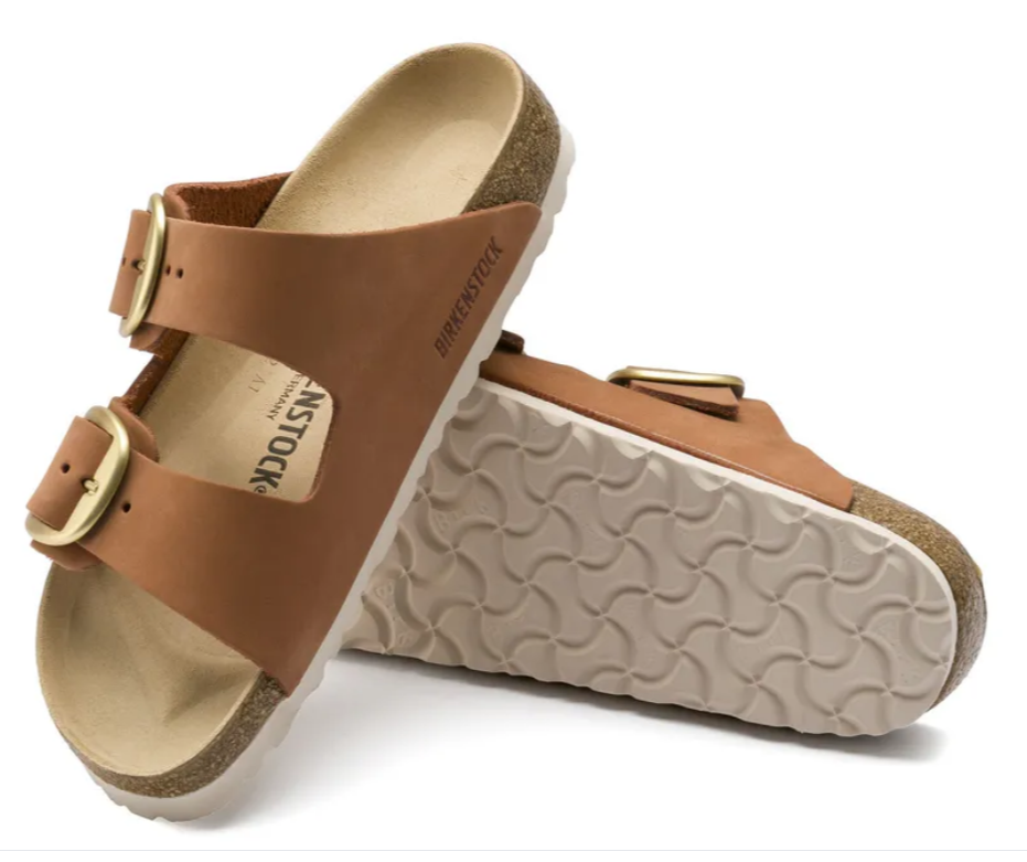 Birkenstock Arizona Big Buckle Nubuck Leather Sandals - Brandy - Narrow