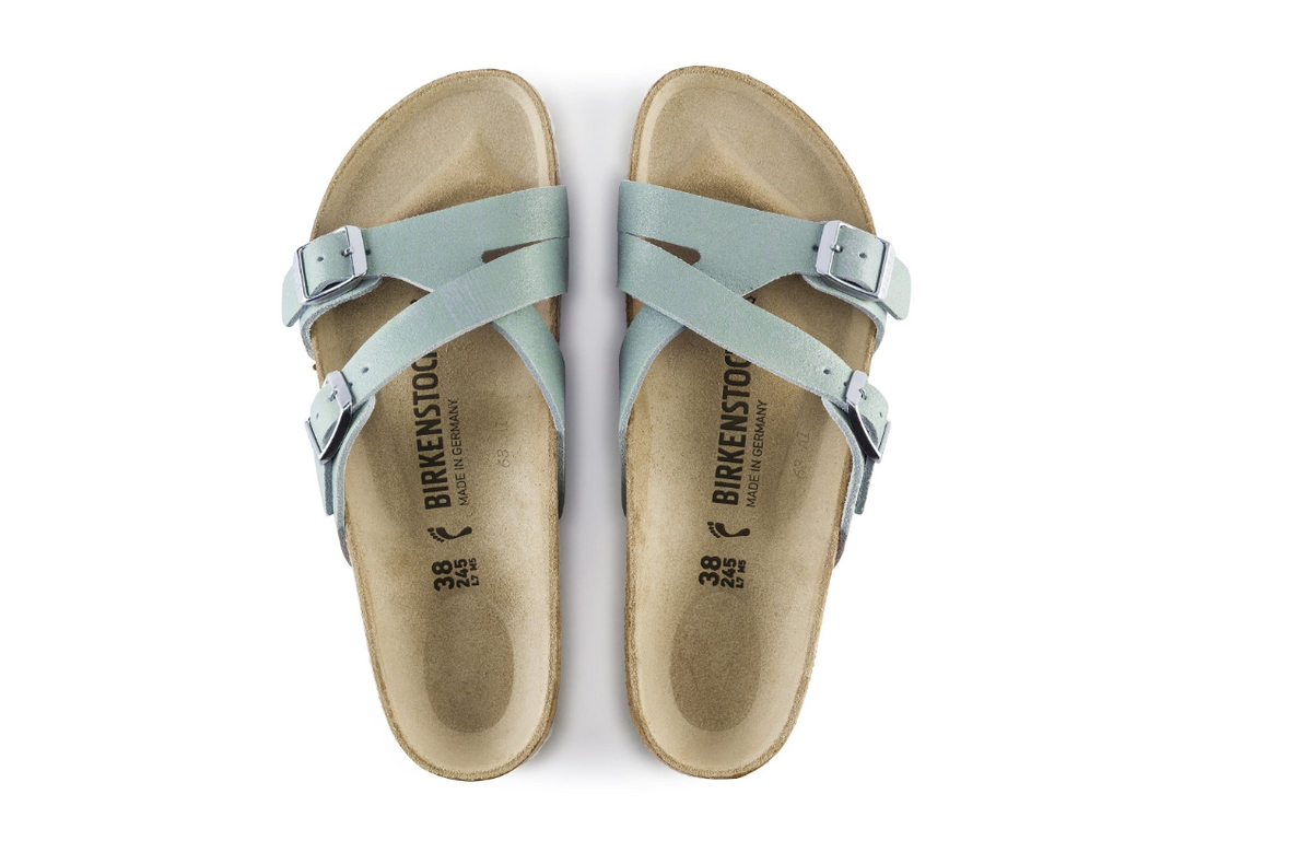 Birkenstock Yao Balance Suede Leather Washed Metallic Mineral