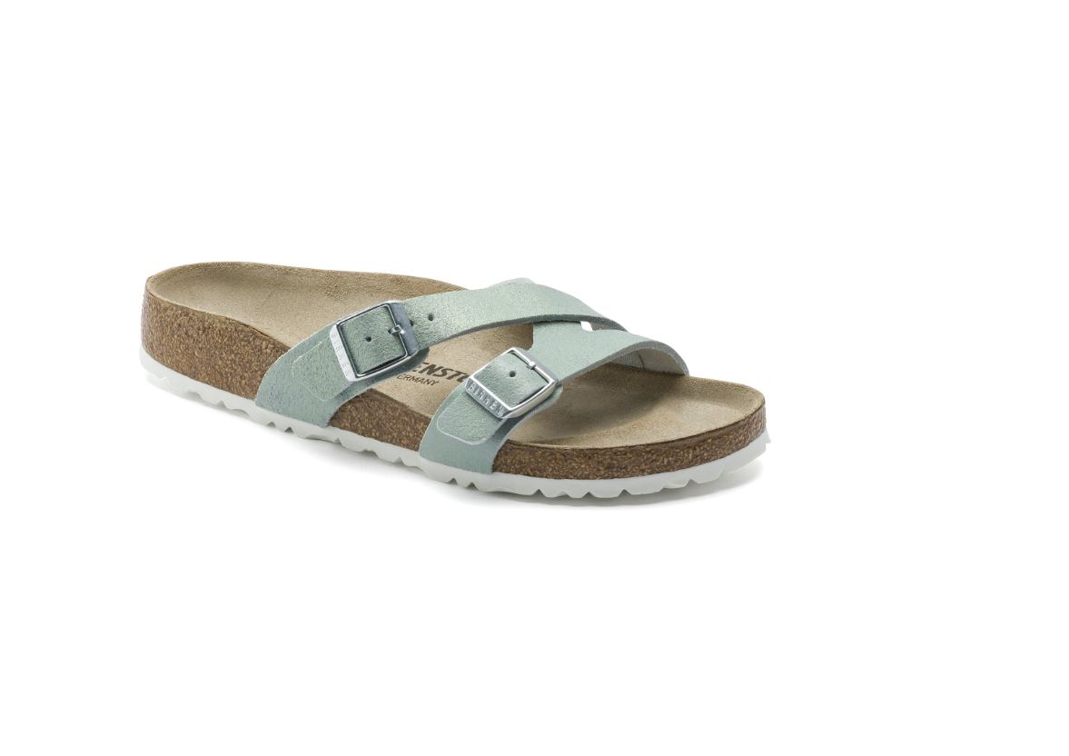 Birkenstock Yao Balance Suede Leather Washed Metallic Mineral