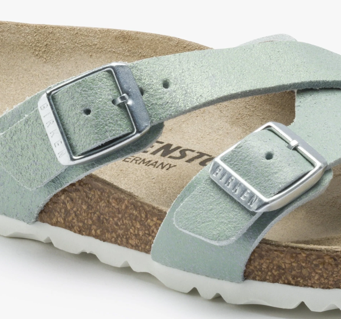 Birkenstock Yao Balance Suede Leather Washed Metallic Mineral