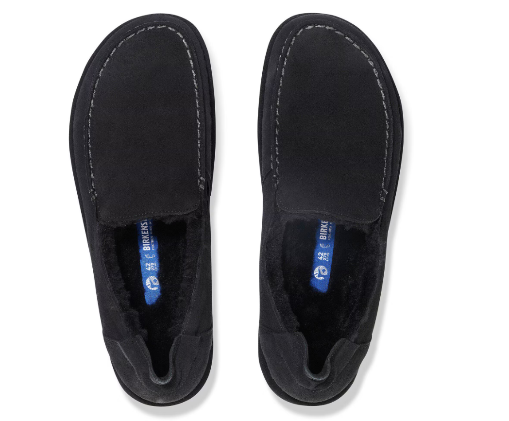 Birkenstock Utti Shearling Suede Leather Black Narrow