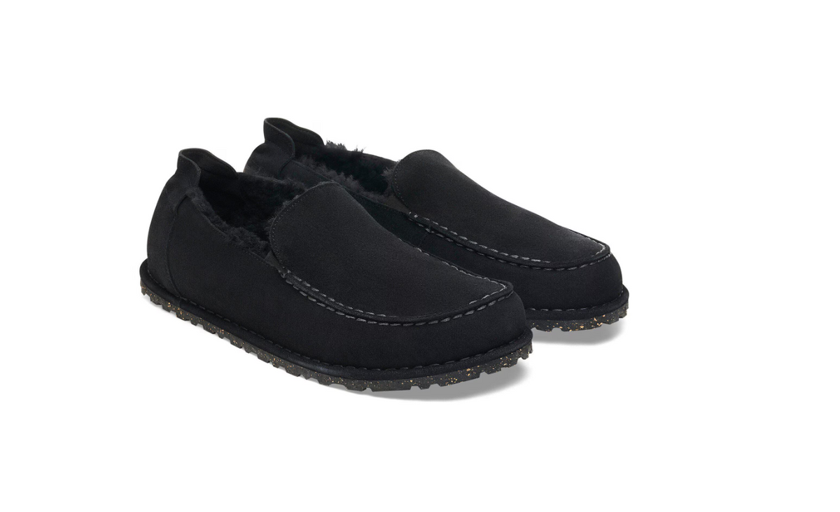 Birkenstock Utti Shearling Suede Leather Black Narrow