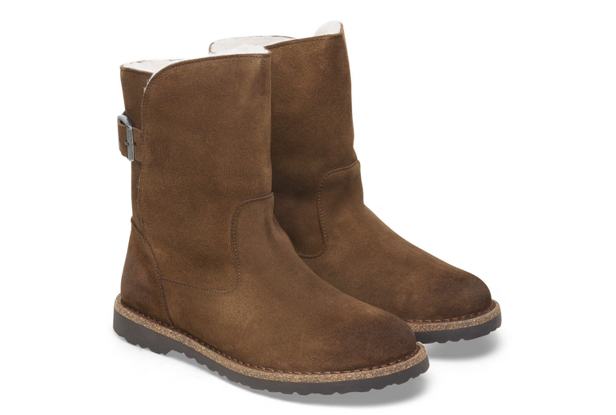 Birkenstock Uppsala Shearling Dark Suede Leather - Tea, Regular