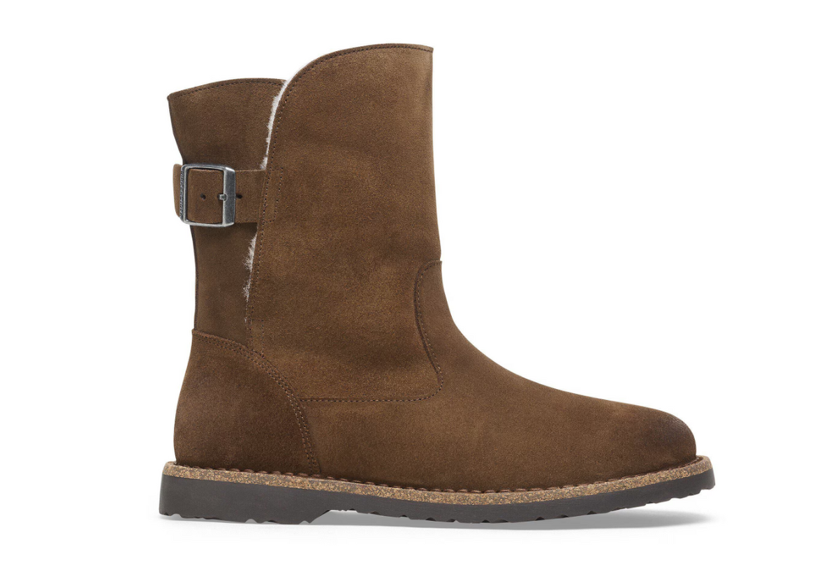 Birkenstock Uppsala Shearling Dark Suede Leather - Tea, Regular