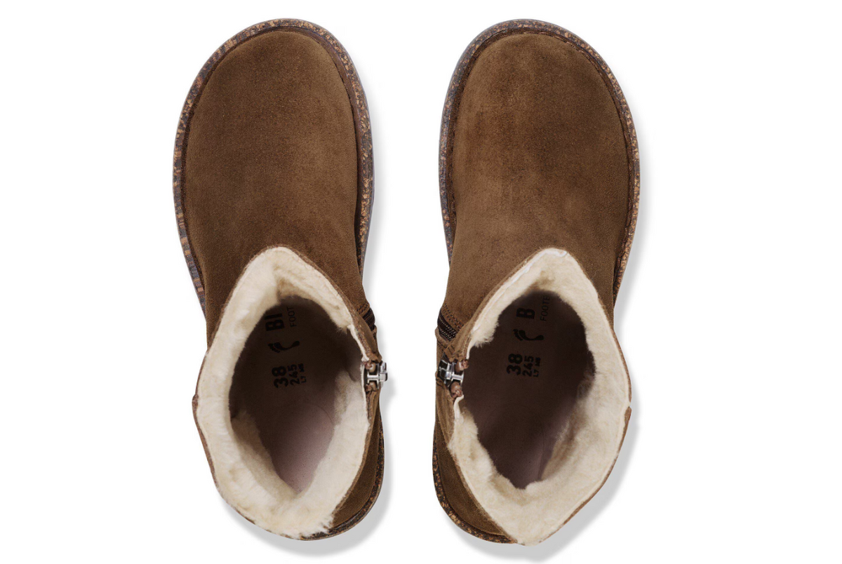 Birkenstock Uppsala Zip Shearling Suede Leather Dark Tea Narrow