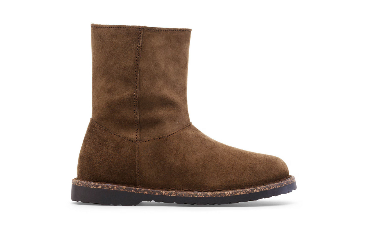 Birkenstock Uppsala Zip Shearling Suede Leather Dark Tea Narrow