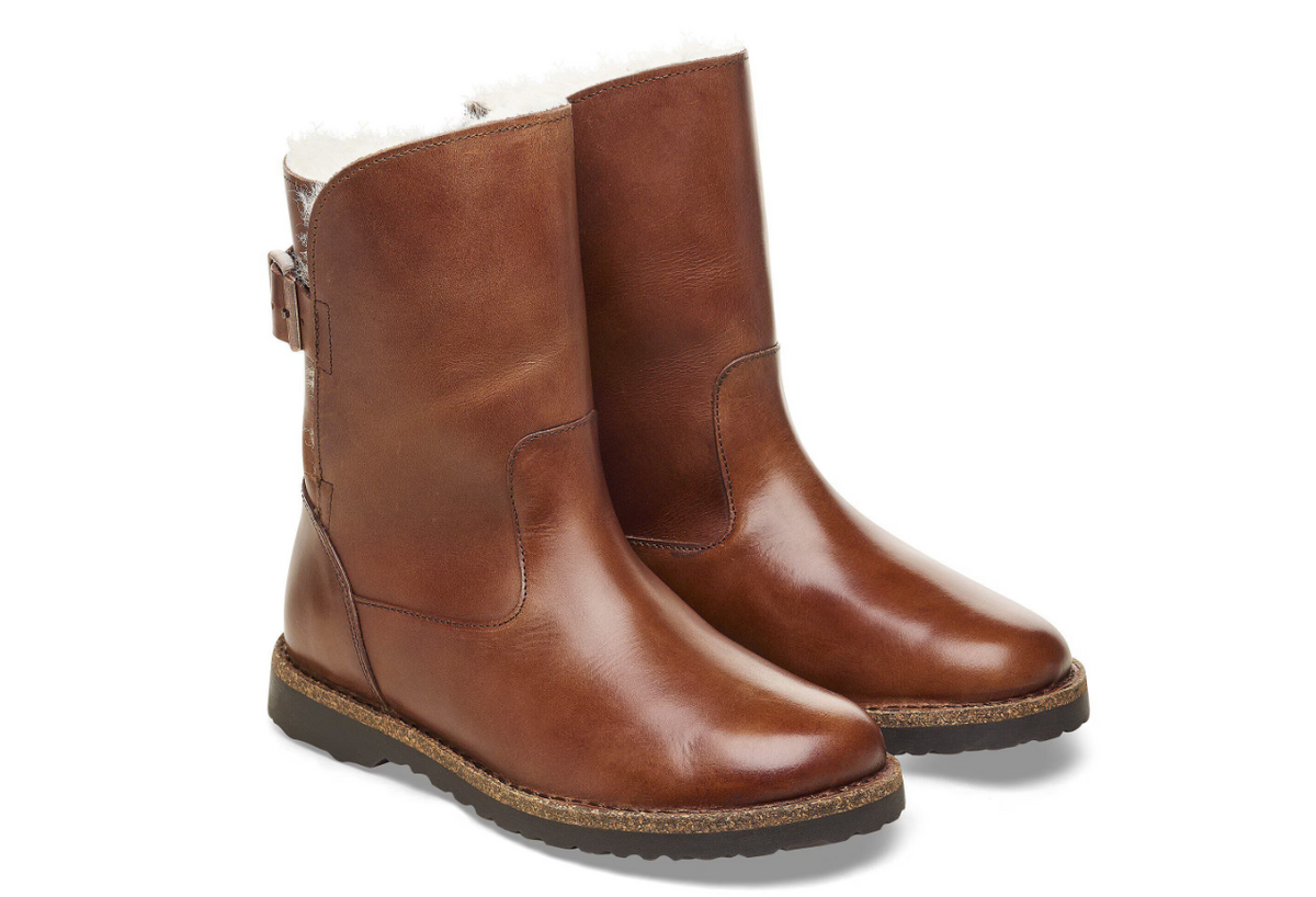 Birkenstock Uppsala Shearling Leather Cognac Narrow
