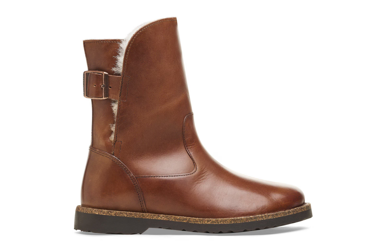Birkenstock Uppsala Shearling Leather Cognac Narrow