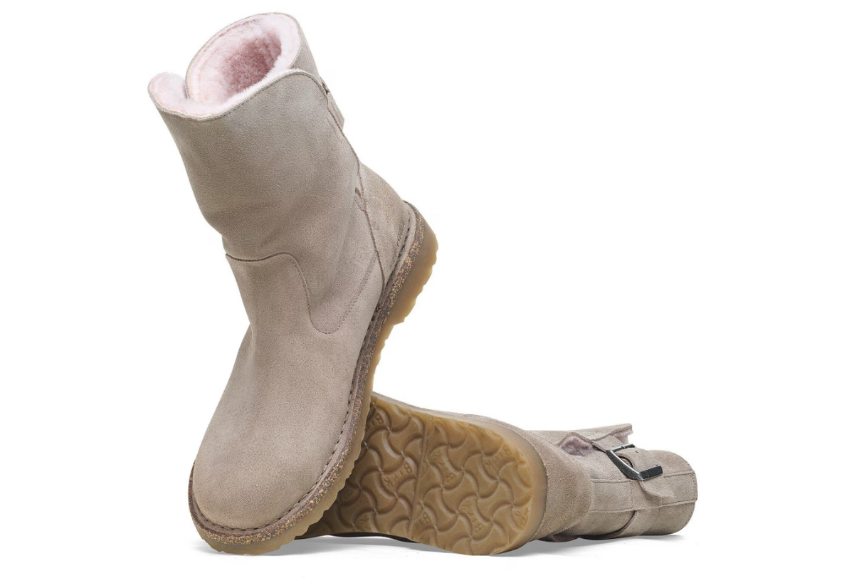 Birkenstock Uppsala Shearling Suede Leather Gray Taupe Regular