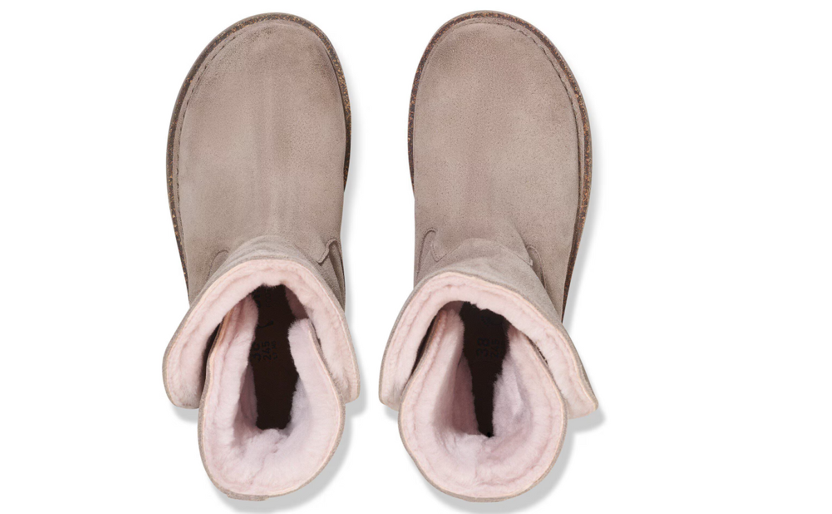 Birkenstock Uppsala Shearling Suede Leather Gray Taupe Regular