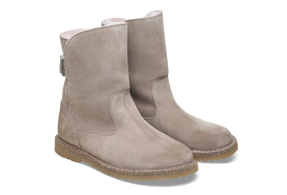Birkenstock Uppsala Shearling Suede Leather Gray Taupe Regular