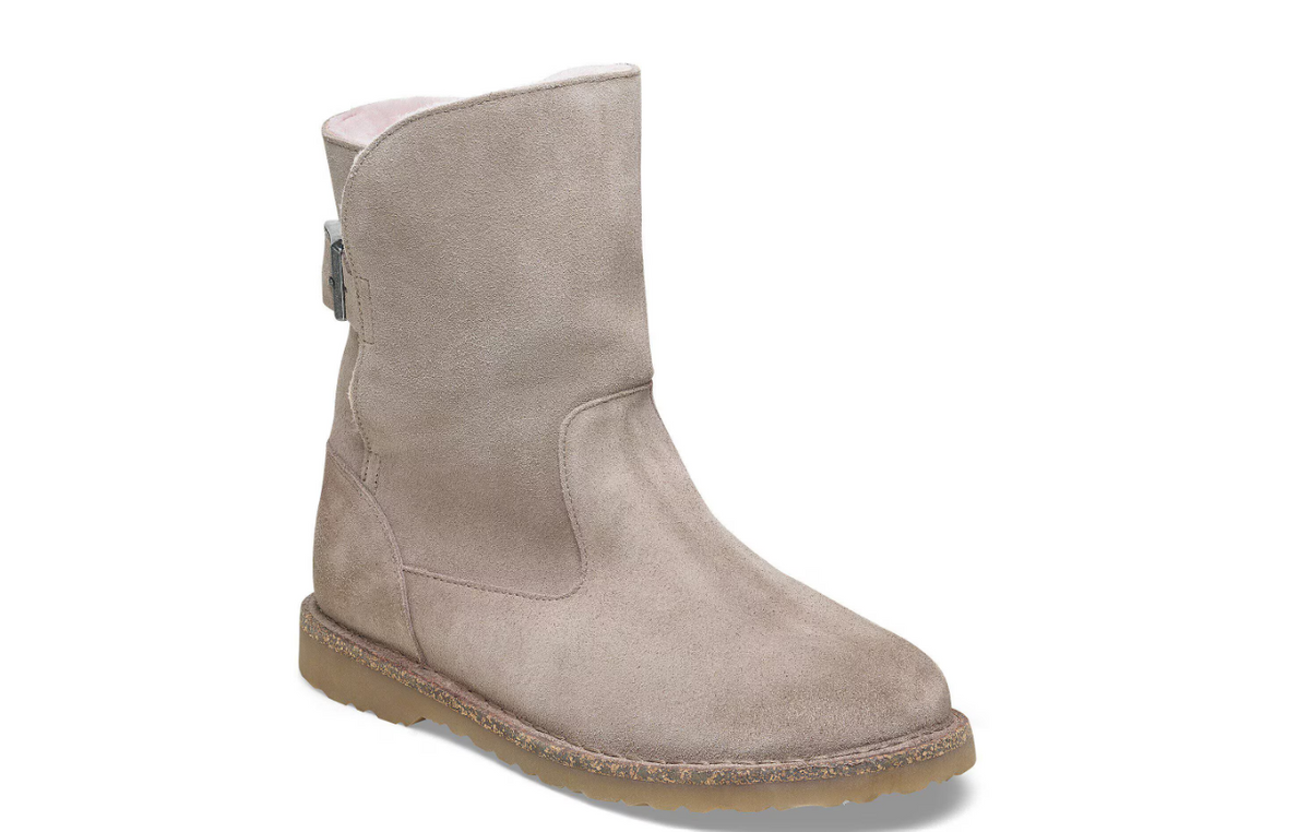Birkenstock Uppsala Shearling Suede Leather Gray Taupe Regular
