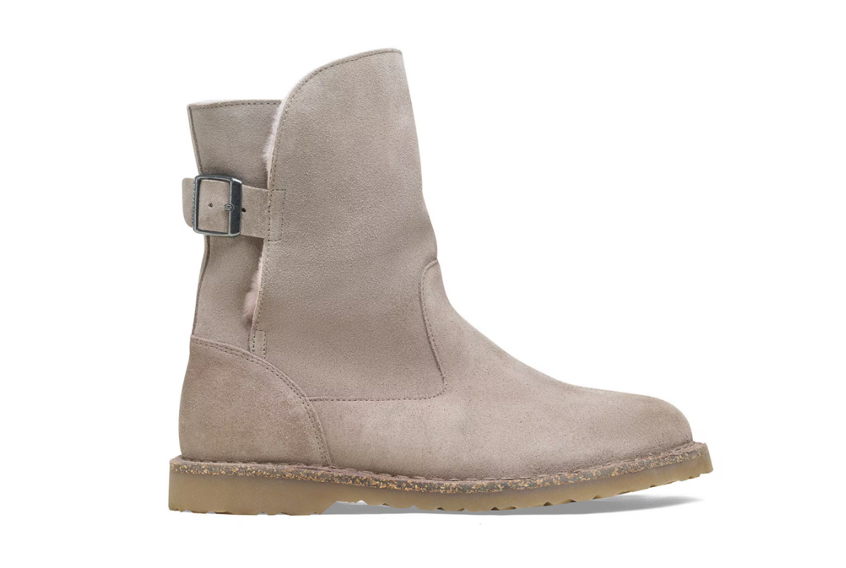 Birkenstock Uppsala Shearling Suede Leather Gray Taupe Regular