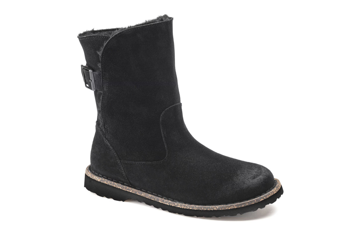 Birkenstock Uppsala Shearling Suede Leather Black Narrow
