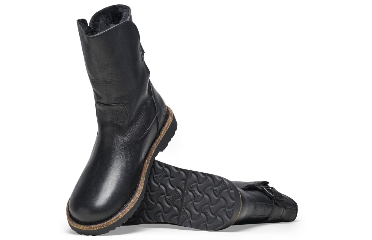 Birkenstock Uppsala Shearling Natural Leather Black Narrow