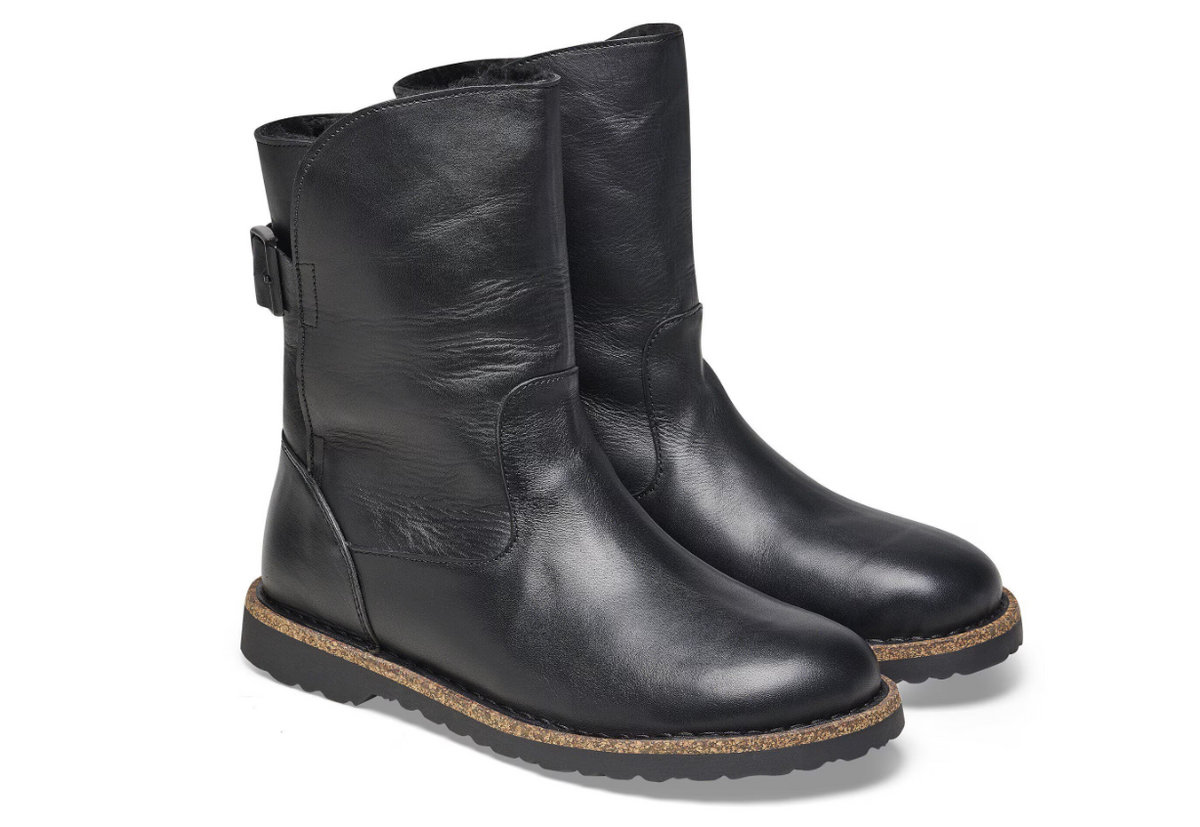 Birkenstock Uppsala Shearling Natural Leather Black Narrow