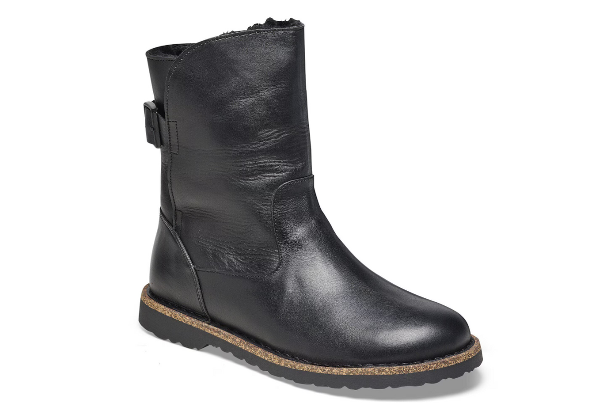 Birkenstock Uppsala Shearling Natural Leather Black Narrow