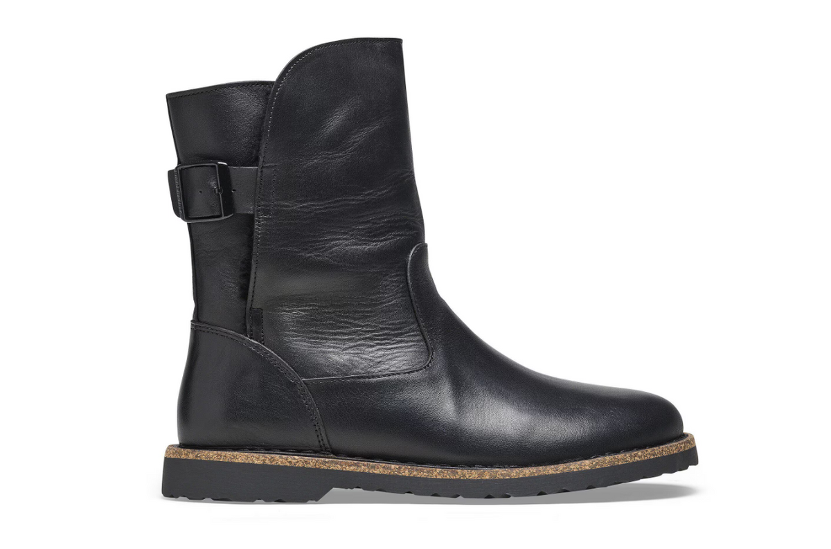 Birkenstock Uppsala Shearling Natural Leather Black Narrow