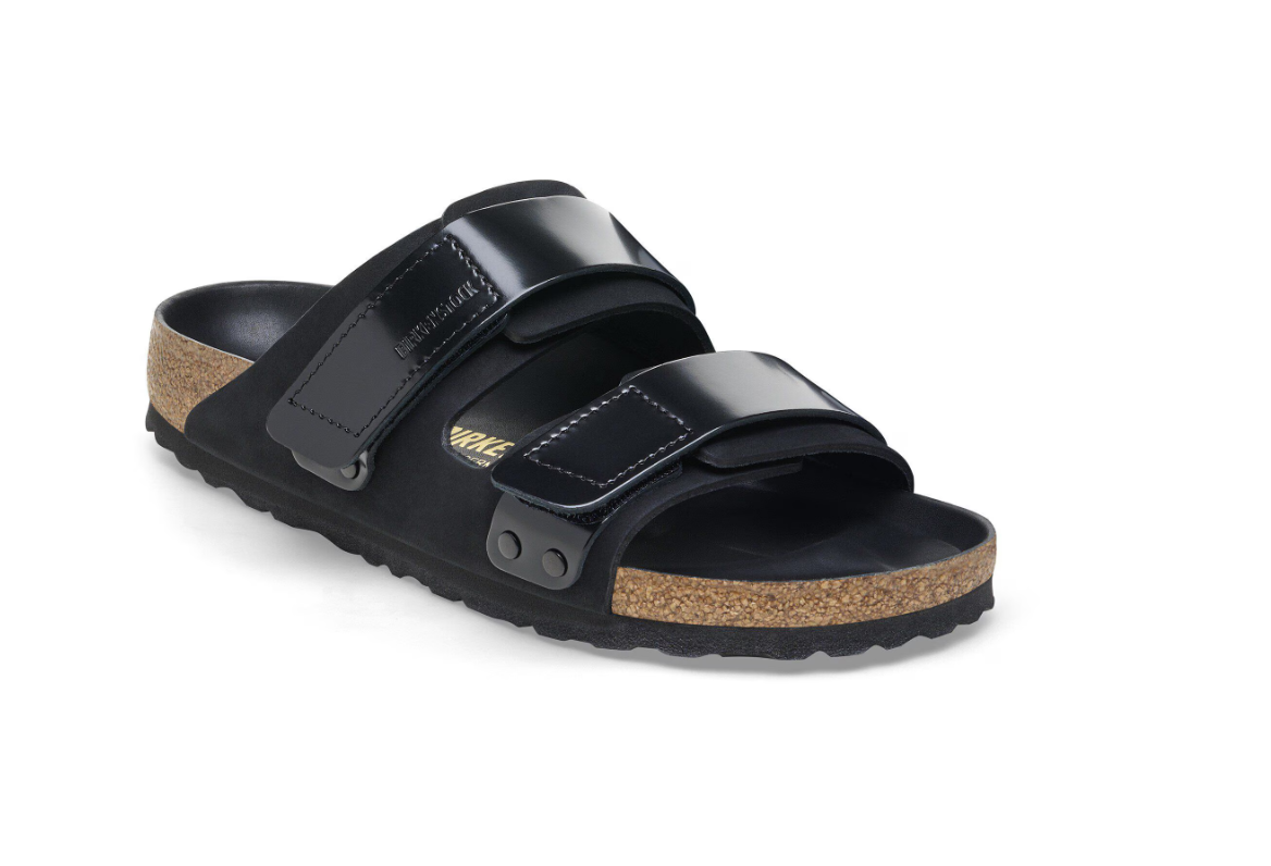 Birkenstock Uji Nubuck Leather Sandals High Shine Black Narrow