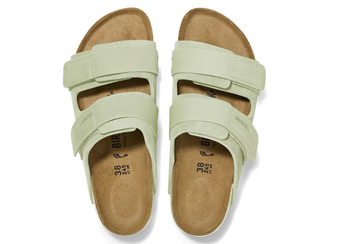Birkenstock Uji Nubuck Leather/Suede Sandals - Lime, Regular