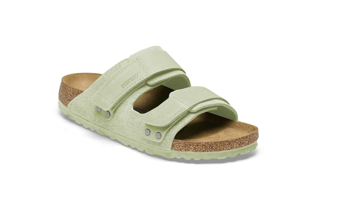 Birkenstock Uji Nubuck Leather/Suede Sandals - Lime, Regular