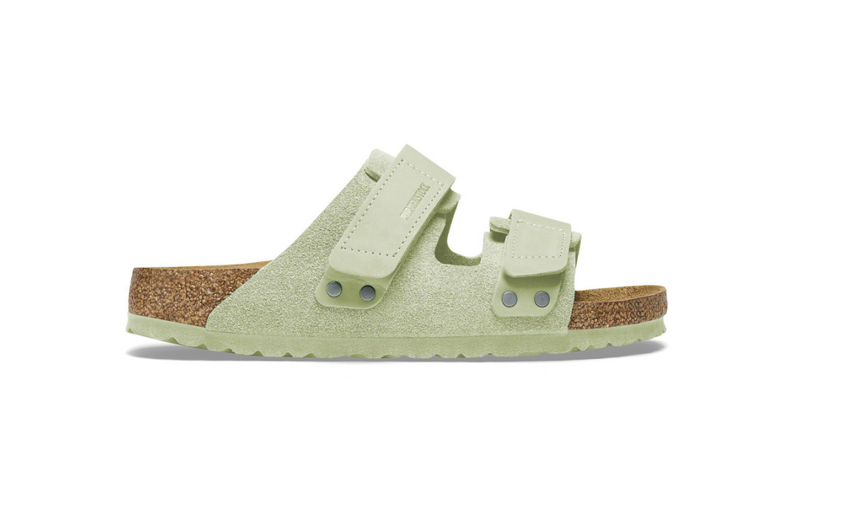 Birkenstock Uji Nubuck Leather/Suede Sandals - Lime, Regular