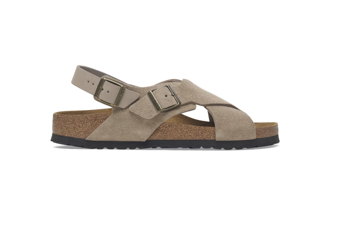 Birkenstock Tulum Soft Footbed Suede Nubuck Sandals - Taupe, Narrow