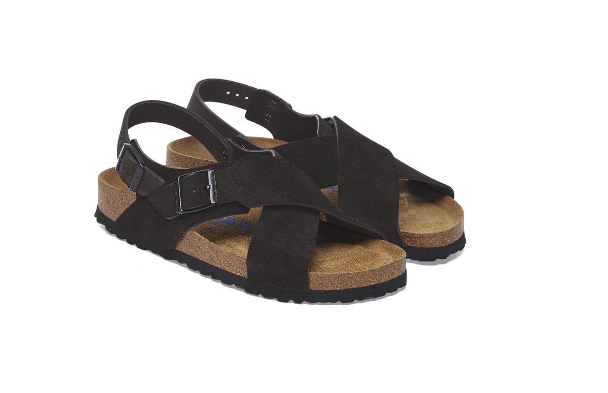 Birkenstock Tulum Soft Footbed Suede Nubuck Sandals Black Narrow