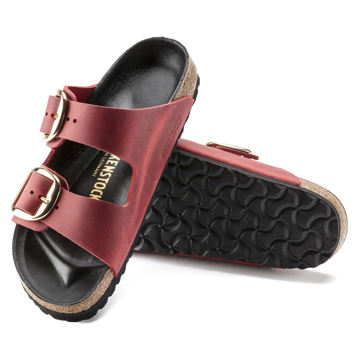 Birkenstock Arizona Big Buckle Oiled Leather Sandals - Fire Red - Narrow