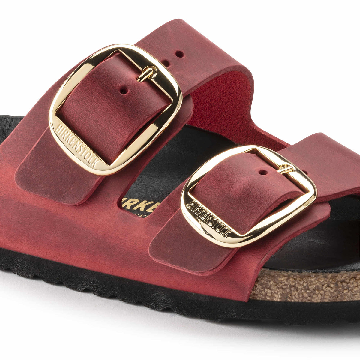 Birkenstock Arizona Big Buckle Oiled Leather Sandals - Fire Red - Narrow