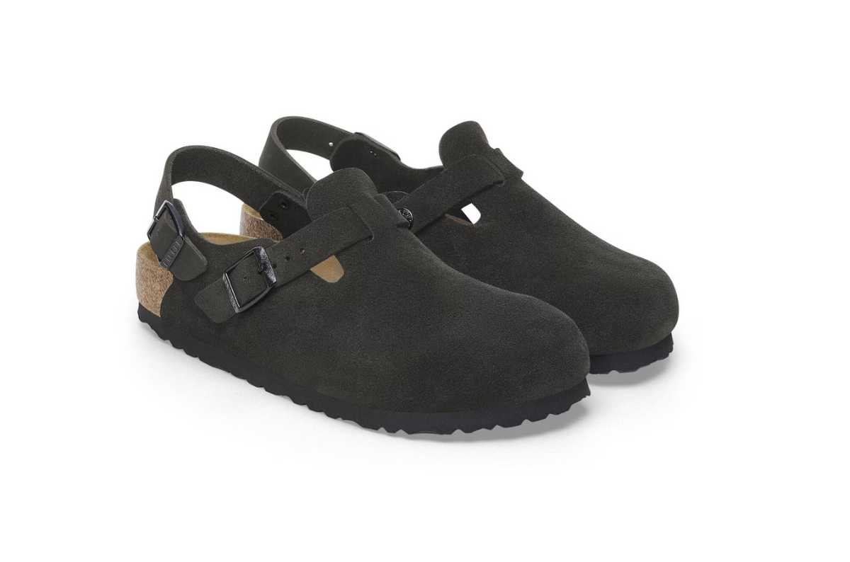 Birkenstock Tokio Suede Leather Clog Black Regular