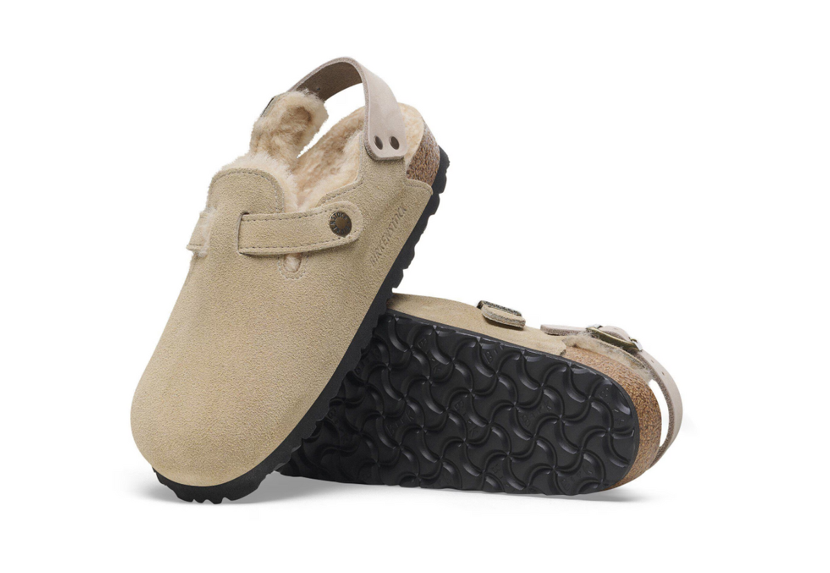 Birkenstock Tokio Shearling Suede Leather Taupe Narrow