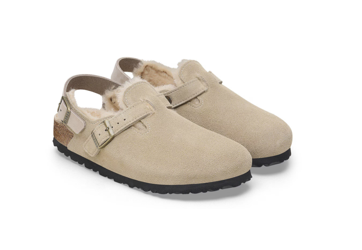Birkenstock Tokio Shearling Suede Leather Taupe Narrow