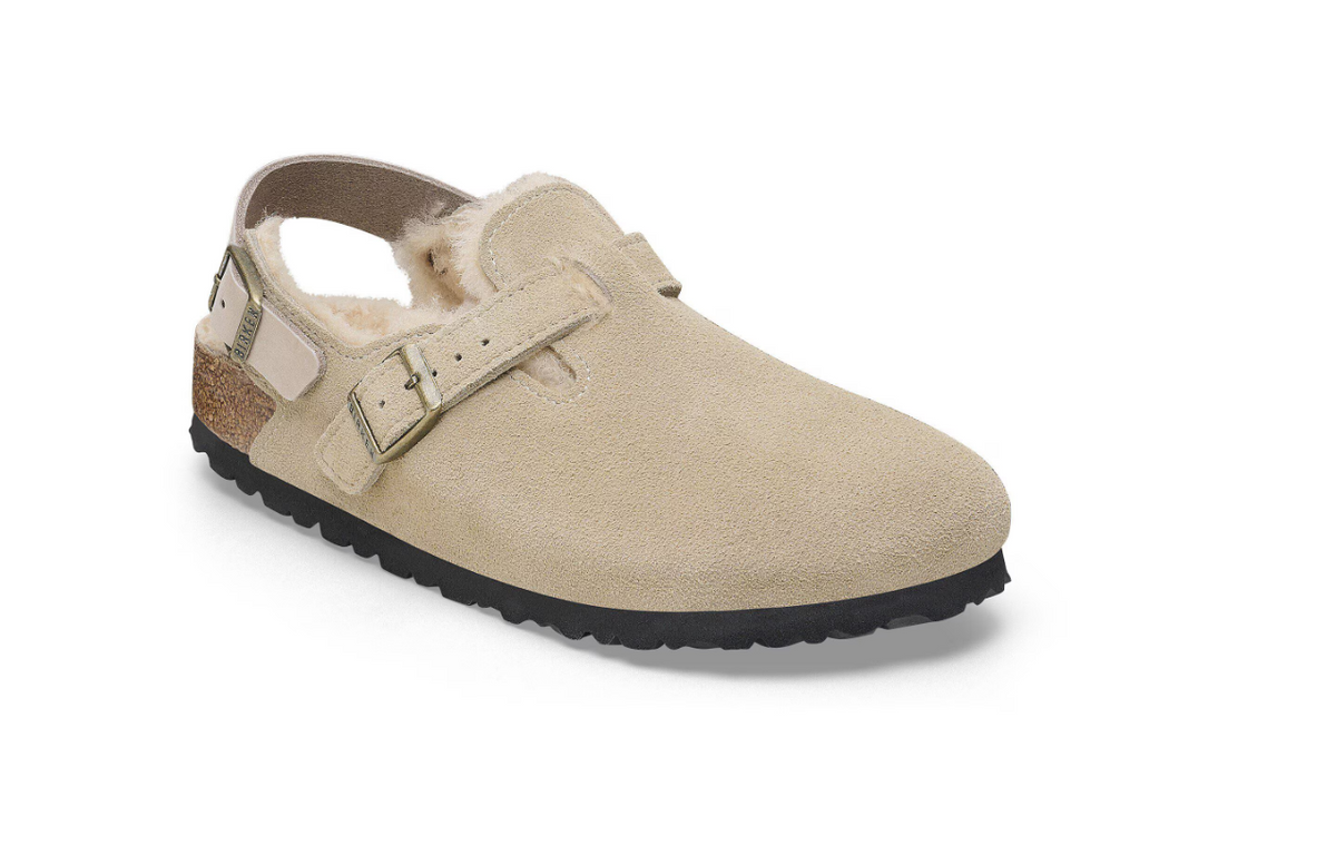 Birkenstock Tokio Shearling Suede Leather Taupe Narrow