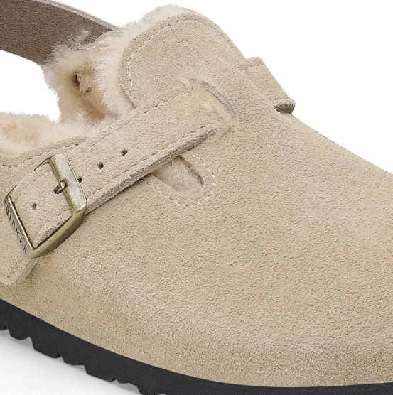 Birkenstock Tokio Shearling Suede Leather Taupe Narrow