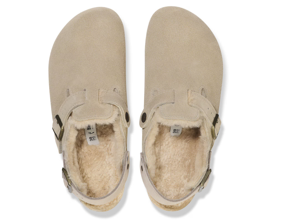 Birkenstock Tokio Shearling Suede Leather Taupe Regular