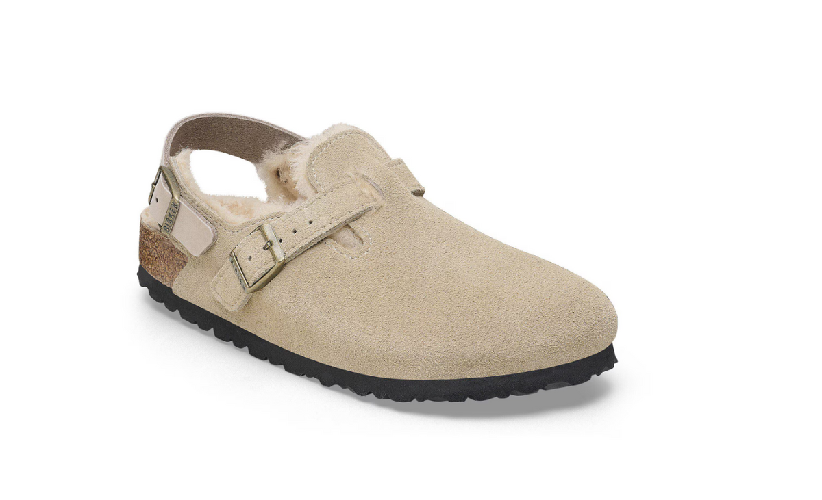 Birkenstock Tokio Shearling Suede Leather Taupe Regular