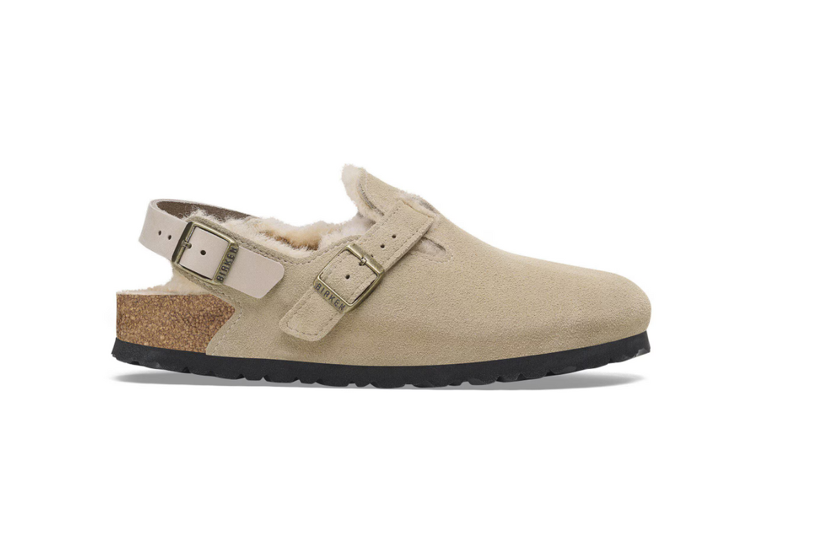 Birkenstock Tokio Shearling Suede Leather Taupe Regular